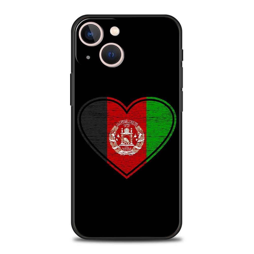 Afghan Afghanistan Flag For iPhone 11 12 13 15 14 Pro Max Phone Case X XR XS 7 8 Plus SE 2020 Luxury Black Soft Cover Funda