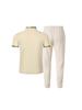 Men's Waffle Knit Stand Collar Zip Color Block Sports Set - Short Sleeves & Long Pants (2026)