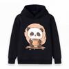 Cute Panda Drinking Coffee Print Kids Hoodie Soft Casual Pullover Hooded Sweatshirt for Boys Girls Warm Cozy Daily Long Sleeve Top for Children 2-12Y