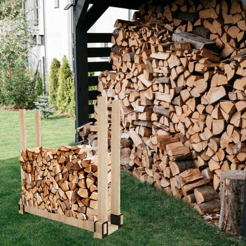 4Pcs Adjustable Metal Firewood Racks Wood Lumber Storage Support Organizers Wood Holder With Screws Easy Installation