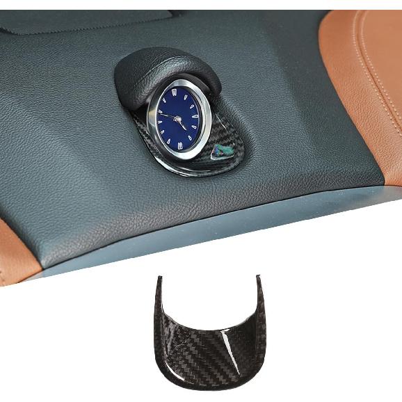 Car Center Console Dashboard Clock Base Protector Decoration,Real Carbon Fiber Trim, Fit for Maserati Ghibli 2014-2019,Car Interior Accessories (Red Black carbon fiber