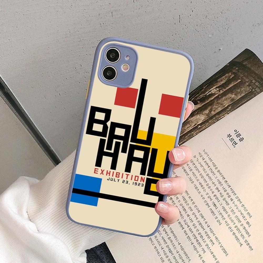 Geometric Bauhaus art Phone Case for iPhone 14 11 12 13 Mini Pro Max 8 7 Plus X XR XS MAX Translucent Matte Cover