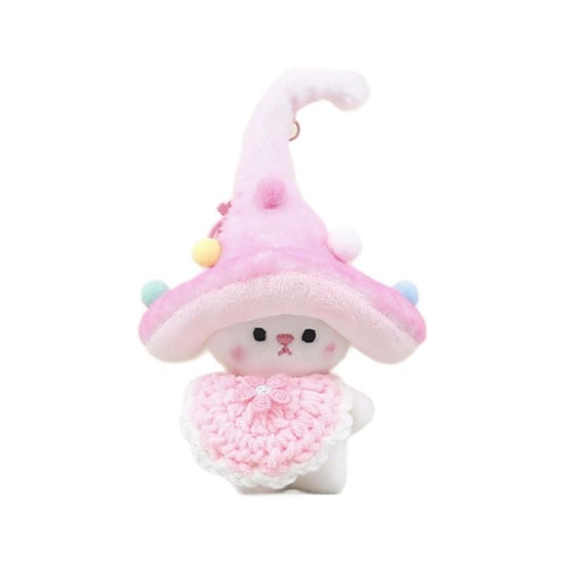 Cute Mushroom Elf Plushie Keychain Pp Cotton Stuffed Soft Toy For Backpack Charm