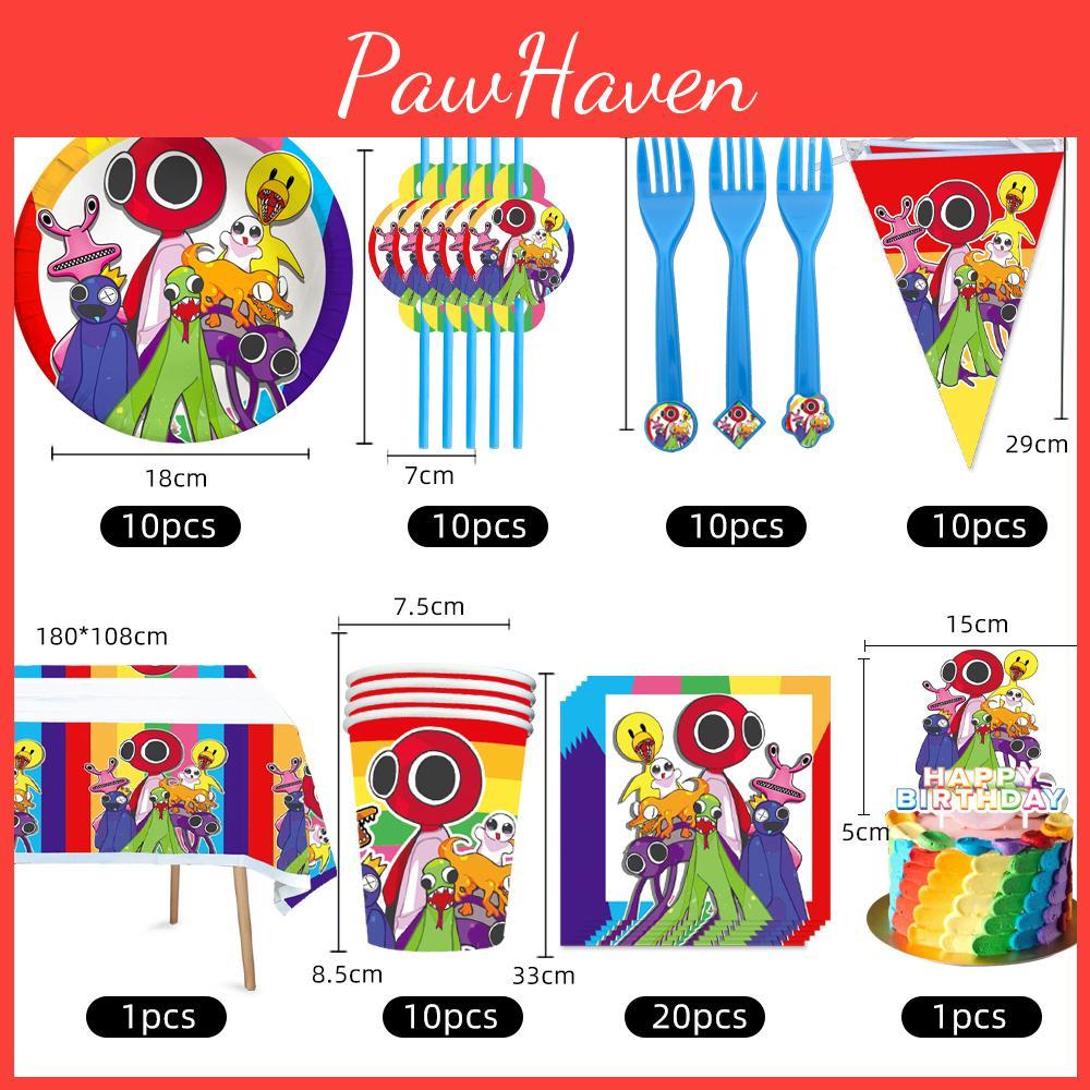 Rainbow Roblox Friends Party Supplies Banner Cake Topper Balloons Birthday Kids