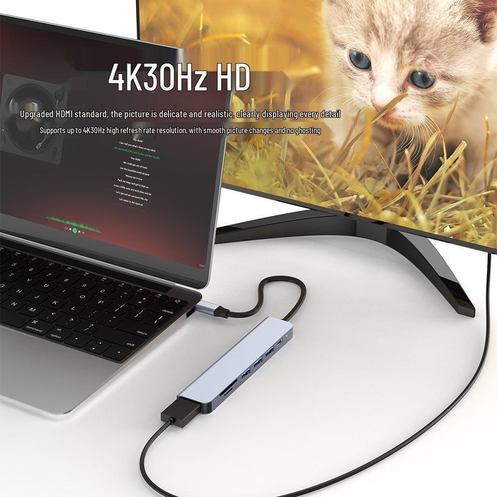 7-in-1 Multi-Port Type-C Expansion Dock with 4K HDMI Projector and Hub