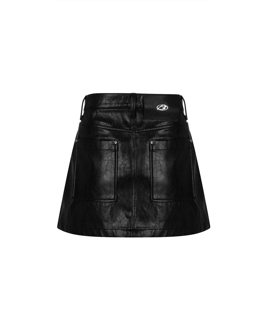 Mehr als Schwarz Logo Leder Bikerrock