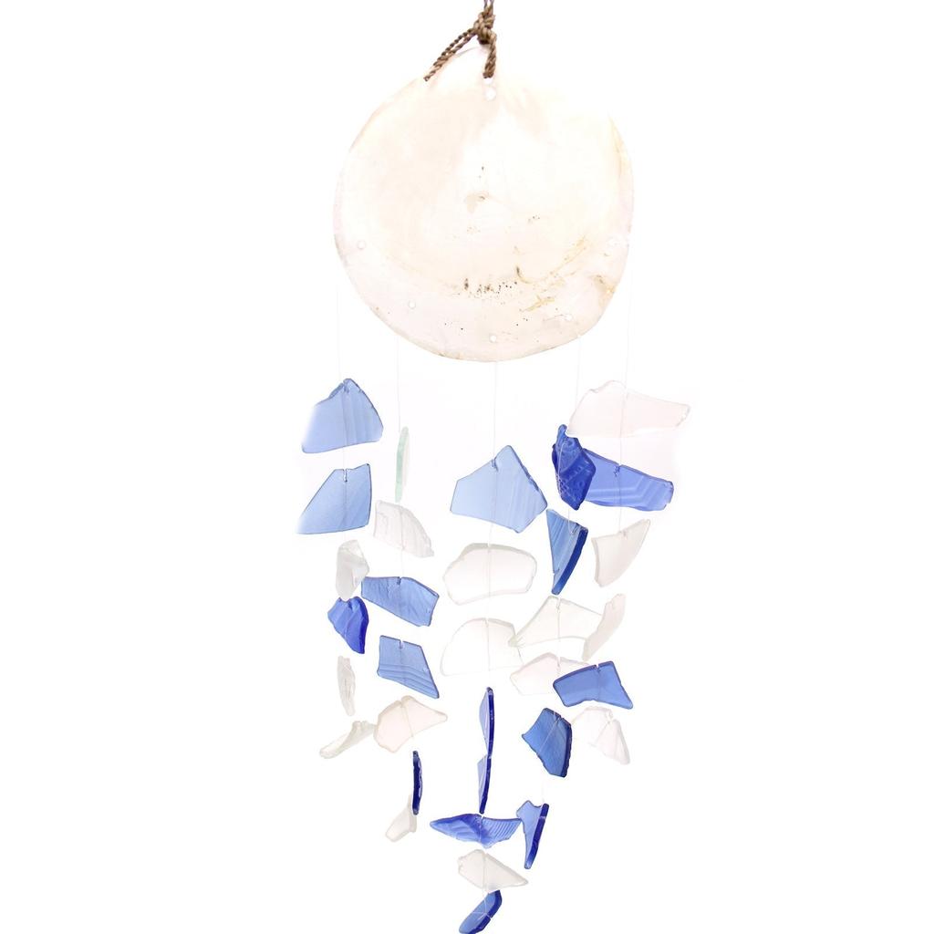 Carillon Éolien Goutte de Verre Bleue et Blanche