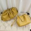 New Model Women's Genuine Leather Cloud Bag: Top Grain Cowhide Drawstring Purse & Crossbody Clutch