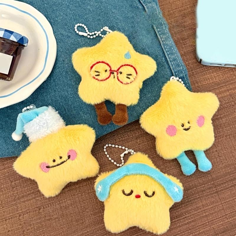 Soft Star Keychain Plush Toy Charm For Bags Backpacks Car Decoration