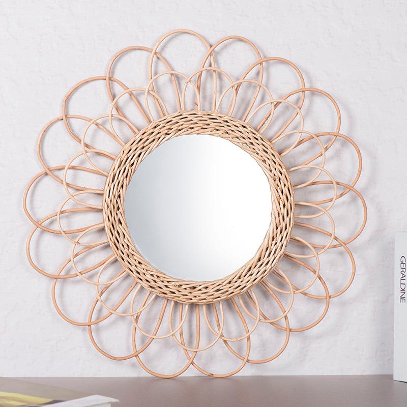 Petal Mirror: Willow Wicker Decorative for Living Room, Bedroom, or Entrance Wall.