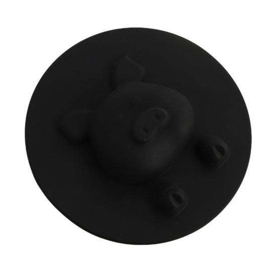 

Силіконова кришка для чашки у формі поросятка, термостійка, нековзна, кришка для кухля, безпечна для мікрохвильової печі, мила кришка для чашки у формі поросятка для кави, чаю, гарячих напоїв чорний