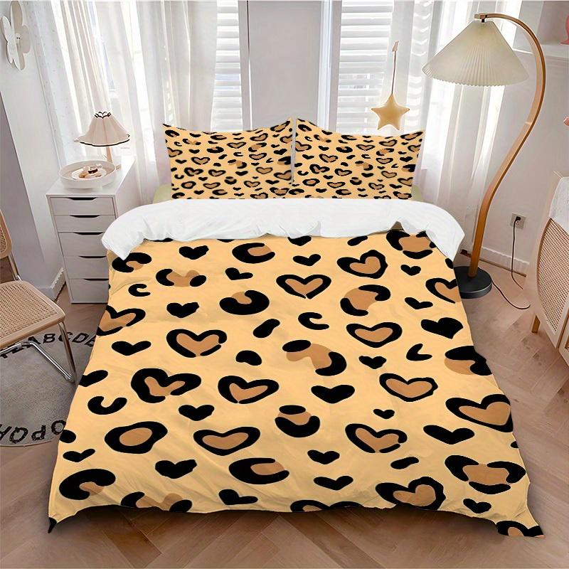 3pcs Leopard Print Bedding Set, Breathable And Soft, Suitable for All Seasons Machine Washable, Suitable for Bedroom Decoration,yy250822112