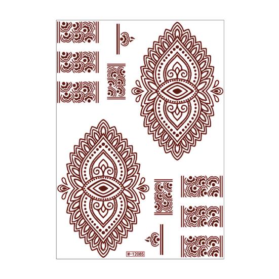 Red Henna Tattoo Kit, Waterproof Henna Tattoos Stickers, Temporary Tattoo Stickers for Women Wedding Party Festival Decorations B