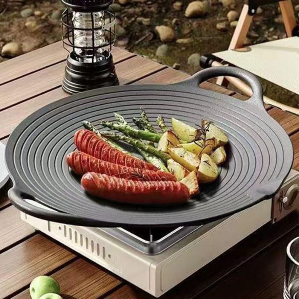 Korean Style BBQ Grill Pan Non Stick Baking Tray Practical Grill Plate  Camping