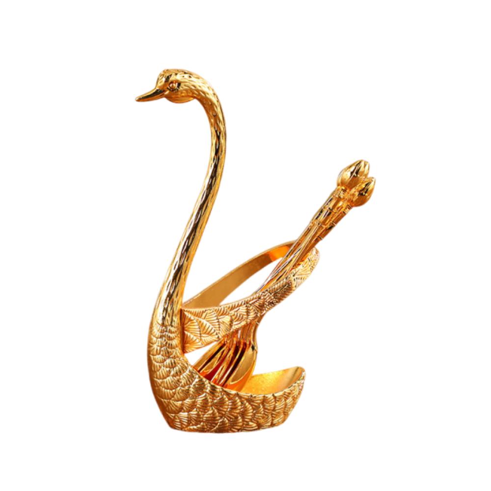 Elegant Swan Tableware Set Luxury Dessert Cake Forks Swan Holder Coffee Spoons  Daily Use