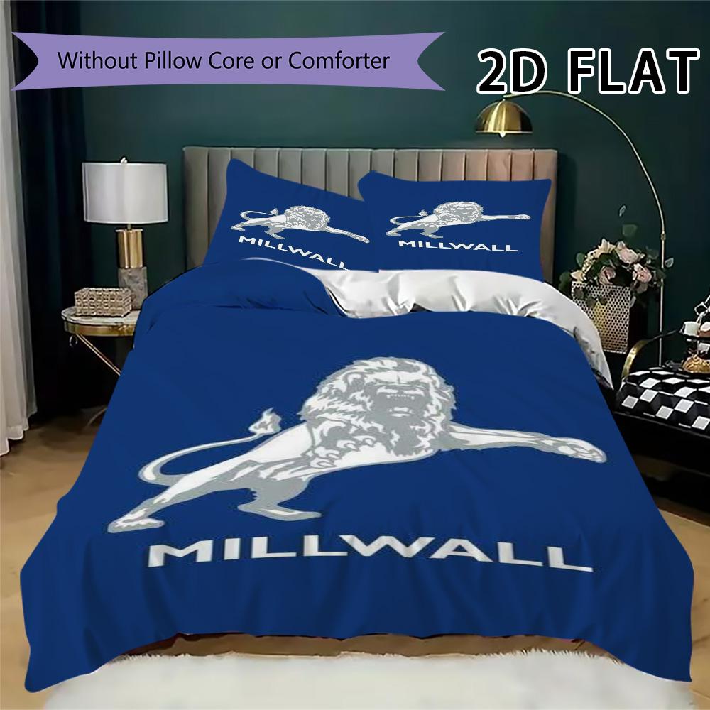 Millwall FC Set Copripiumino Trapuntato Coperta Trapuntata Federa Decorazione per la Casa Regalo di Compleanno (1 * copripiumino + 2 * federe senza imbottitura)
