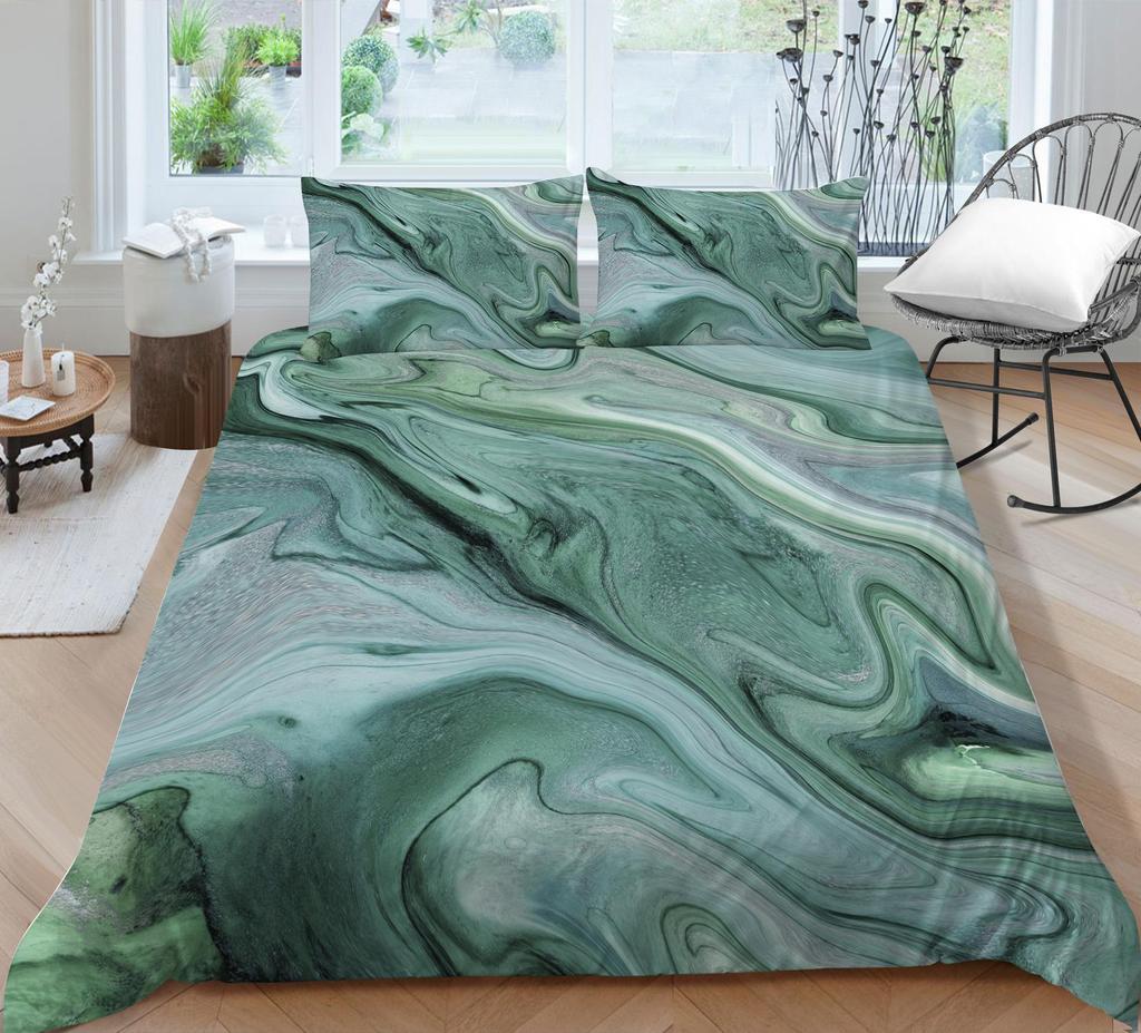 3D Color Halo Printing Bedding Single Double Bed Full Size Quicksand Pattern Pillowcase and Quilt Cover Washable and Comfortable Home Decoration