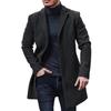Autunno Inverno Uomo Cappotto di Lana Risvolto Manica Lunga Giacca Monopetto Media Lunghezza Business Trench Capispalla Tinta Unita Capispalla Antipolvere