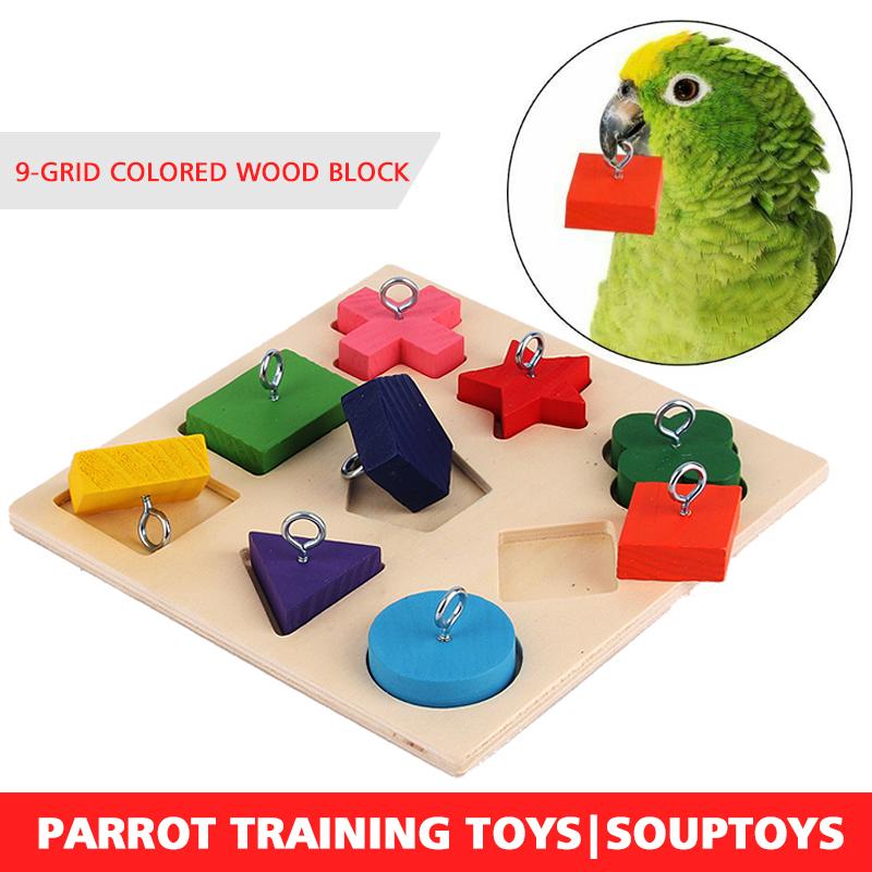 

Pet Educational Toys Birds Parrot Training Wooden Block Toy Bird Supplies