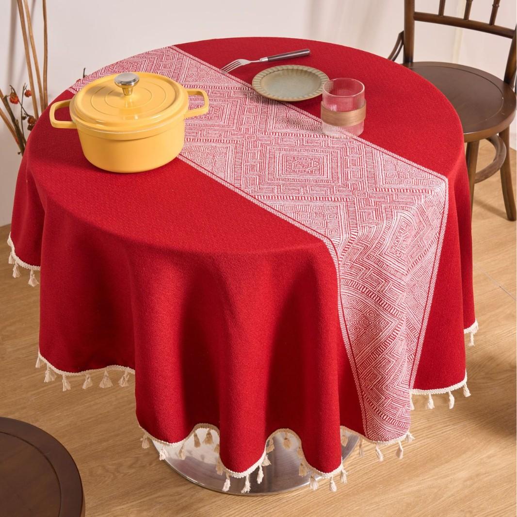 

Зеленая жаккардовая скатерть с геометрическим узором, литературный круглый столик, журнальный столик, обеденный стол, длинная круглая скатерть Round 150cm