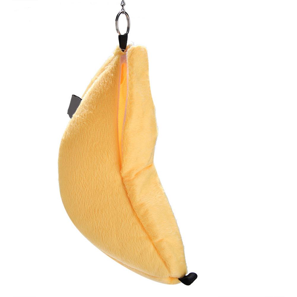 Hanging Pet Bed Velveteen Banana shaped Pet House for Hamster Hammock(Yellow)