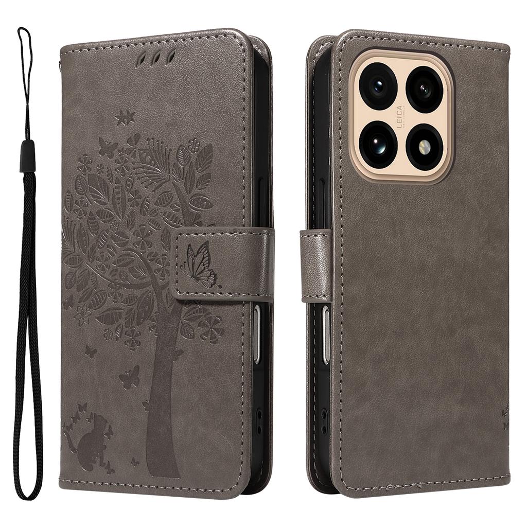 For Xiaomi 15T Phone Case with Stand Cat Tree Pattern Leather Wallet Mobile Cover