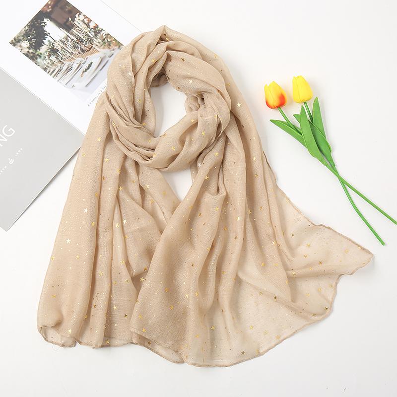 Newest Glitter Cotton Scarf Ramadan Women Muslim Fashion Hijab Golden Stars Women'S Scarves Foulard Femme Musulman Bandana