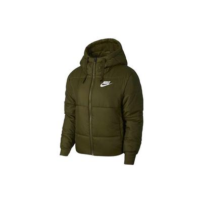Logo Muster Wendbare Kapuzen Langarm Baumwolljacke Damen Jacken Militärgrün CD9044-395