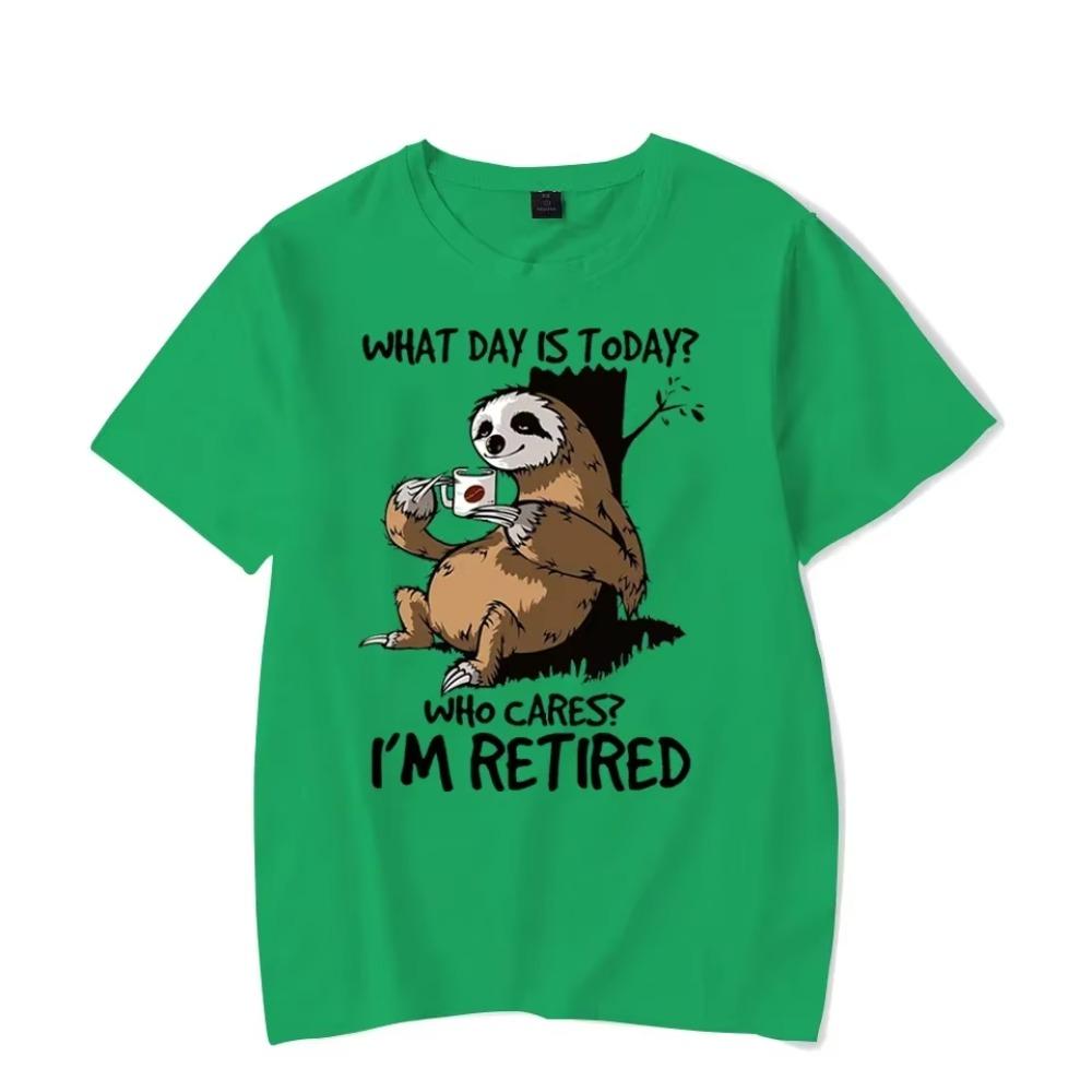 2023 Men's T-shirt Sloth Who Cares I'm Retired Graphic Tee Shirt Man Short Sleeve Tshirt Cartoon Sloth Top Tees Homme Camiseta