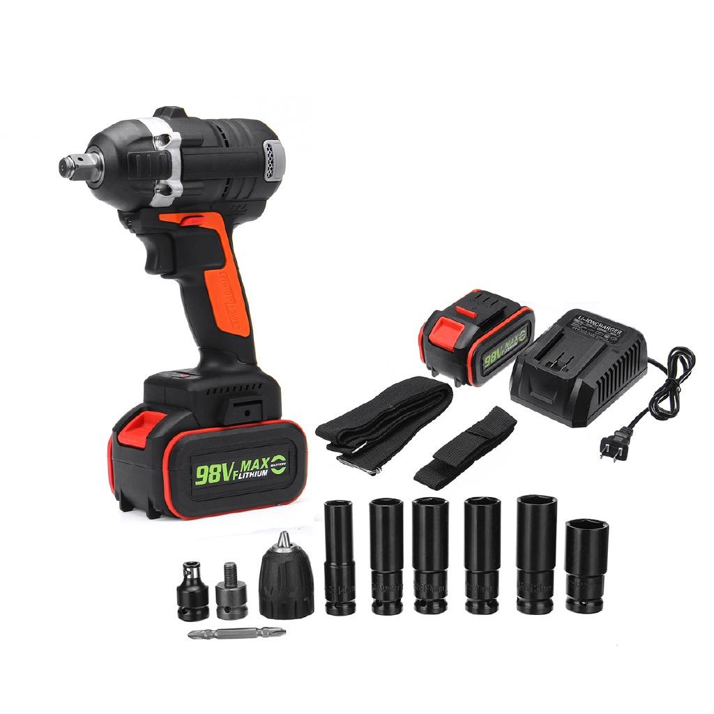 3500rpm 2 IN 1 Cordless Brushless Wrench Electric Socket Impact Wrench 10000mah Lithium-lon Battery Power Kit