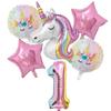 New 1Set Rainbow Unicorn Balloon 32 inch Number Foil Balloons 1st Kids Unicorn Theme Birthday Party Decorations Baby Shower Glob