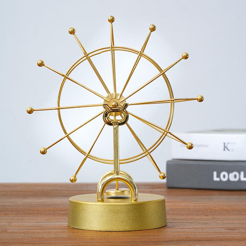 Golden Ferris Wheel Perpetual Motion Metal Ornament for Home Decor