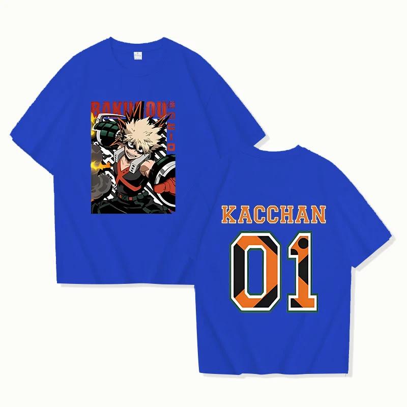 Hot Anime Bakugou Katsuki 01 Printing T-shirt Women Men Fashion Short Sleeve Street Casual Personality Y2k Summer T-shirt