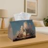 1pc Tissue Box Holder Featuring an Oil Painting of an Orthodox Church from The Middle East - A Versatile Napkin Dispenser Suitable for Home Gatherings