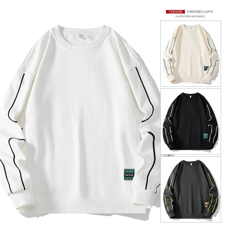Maglione di grandi dimensioni da uomo primavera e autunno nuovo sciolto a maniche lunghe t-shirt sciolto tendenza più grasso fondo camicia da uomo