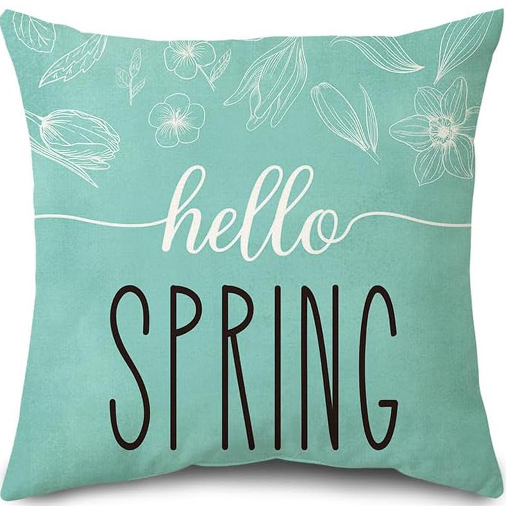 New Spring Fresh and Beautiful Linen Pillowcase Sofa Bedside Plant Flower Pillow Cushion Cover