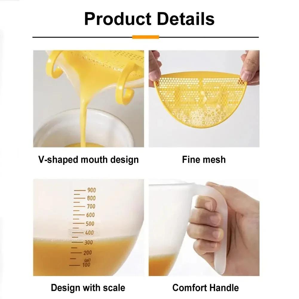 500/1000ML livsmedelsgodkänd mätkopp med handtag, silkopp, äggvisp med sil, korg för sköljning av ris och frukt