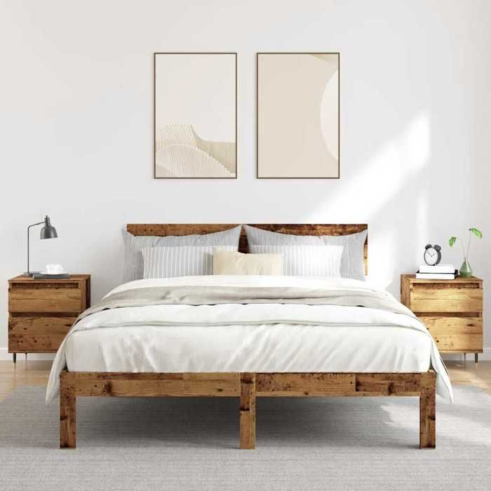 VidaXL Tables de chevet 2 pcs vieux bois 40x35x50 cm bois d’ingénierie, meuble de chevet, table d'appoint, armoire de lit, 857397