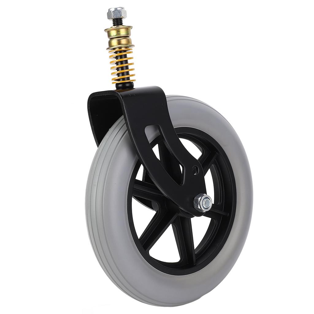 Wheelchair Caster Assembly Front Universal PU Hub Solid Spring Shock Absorber Wheel 10 X 2in