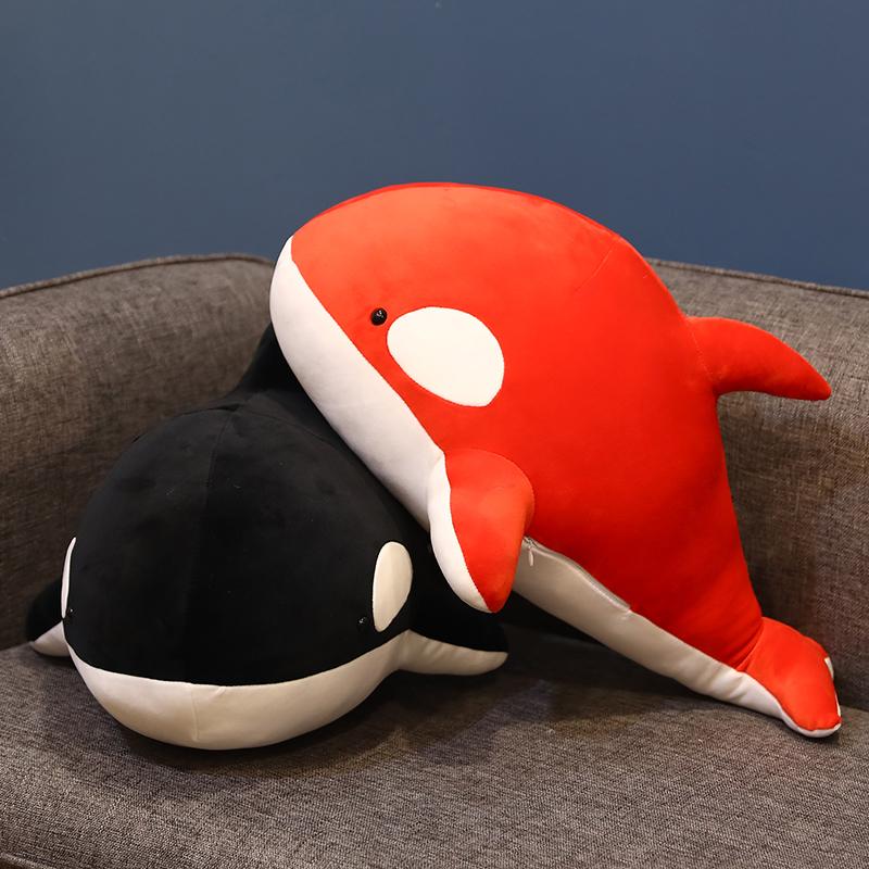Great 60/80Cm new Black And Red Shark Soft Playthings Giant Killer Whale Plushie Orcinus Orca Filled Marine Creatures Youngsters Birthday