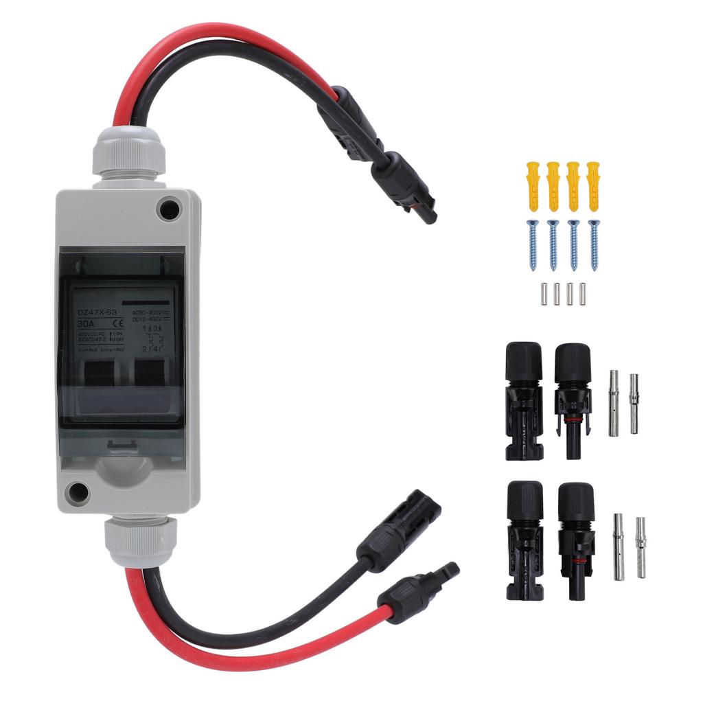 Solarmodul Trennschalter 30A DC AC Abschaltung 2 Pole Außen Zuhause Miniatur PV Sicherungskasten IP65 Wasserdicht