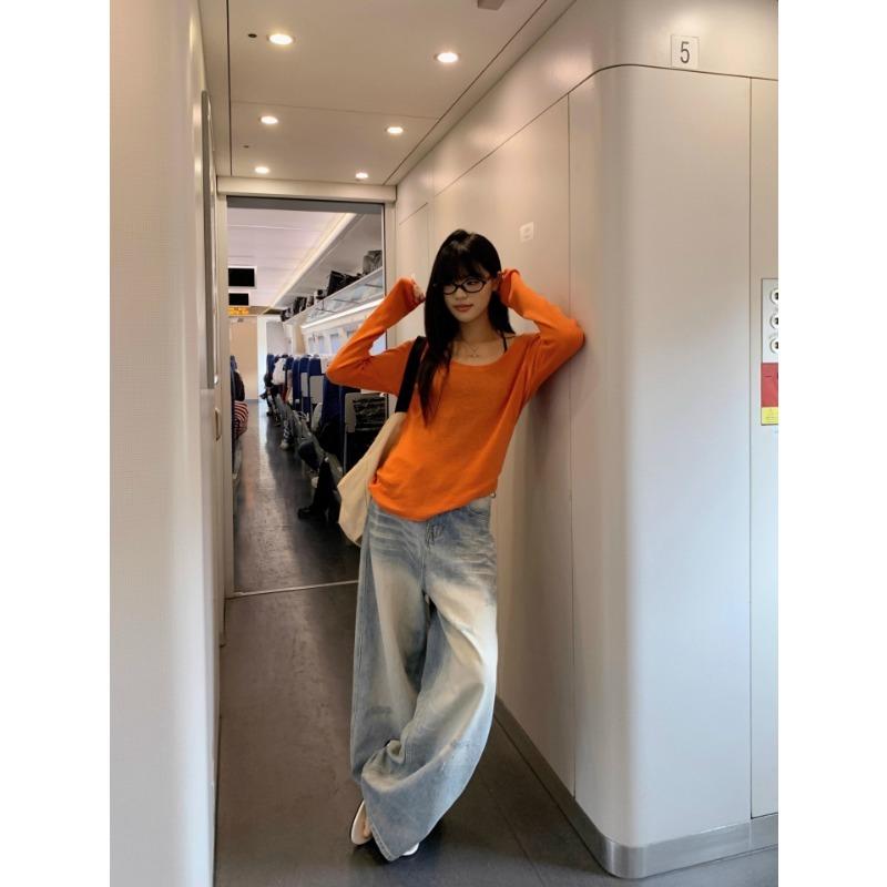 Summer Thin Long-sleeved Sun Protection Cover-up T-shirt Women's Loose Casual Off-shoulder New Top