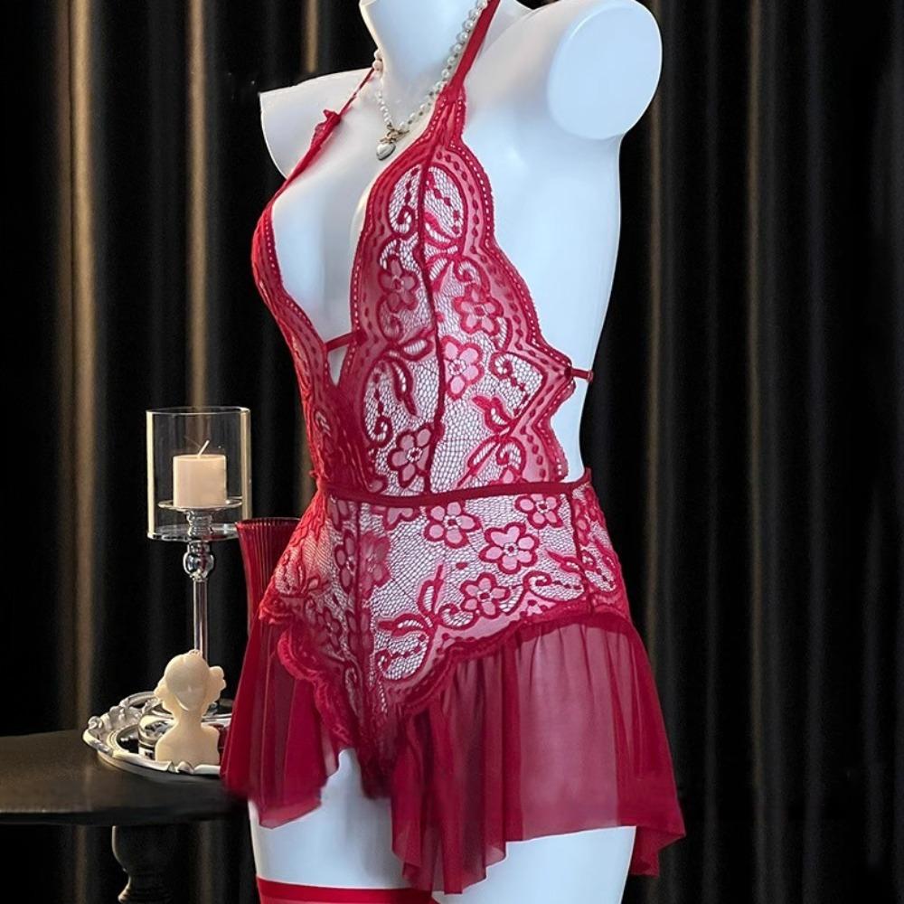Hanging Neck Sexy Clothing Dress Camisole Lace Corset Skirt Elegant Sexy Lace Bodysuit Ladies