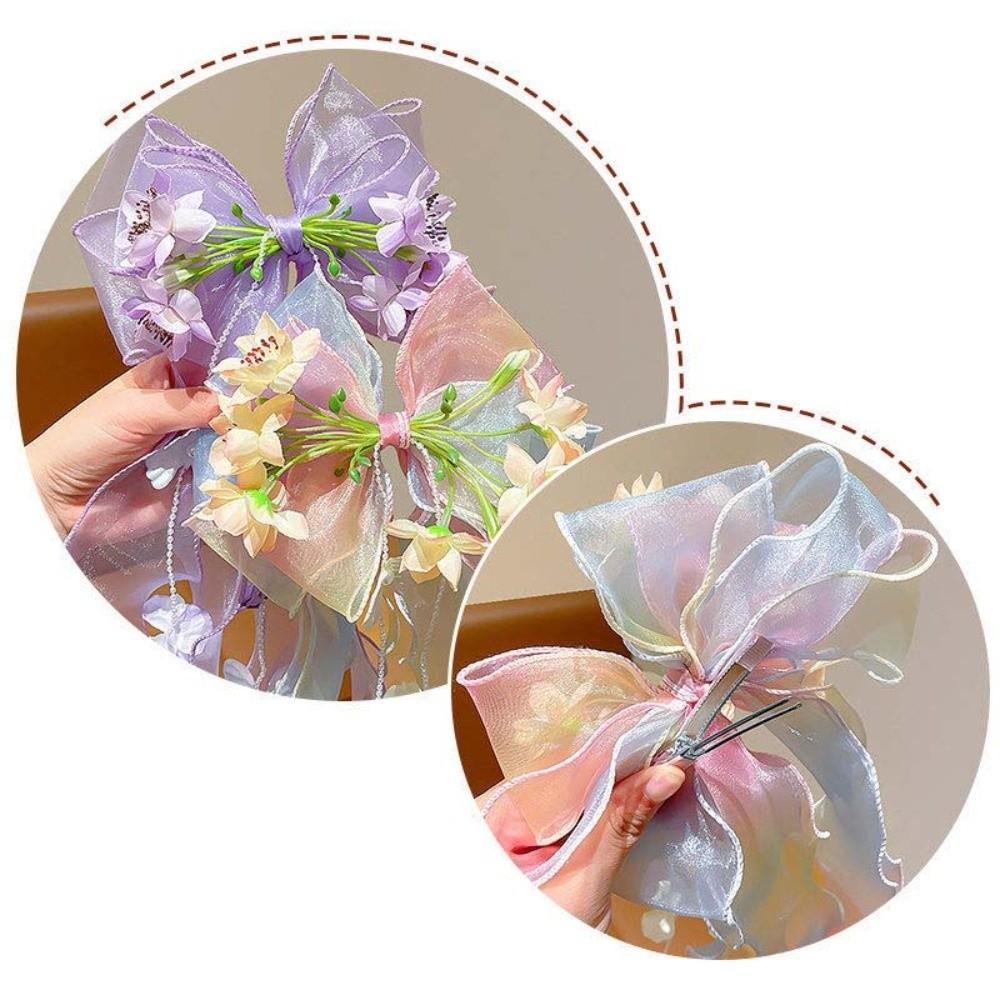 Oversized Jumbo Organza Bowknot Beaded-streamer Tulle Ribbon Streamers Recitals