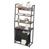 4 Tiers Laundry Sorter Tall Laundry Hamper with Shelves & Hooks 2 Section