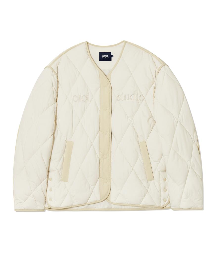 Oioi Collection Layered Logo Quilted Jacket_Ivory