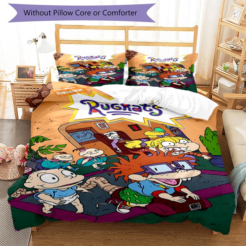 3pcs Rugrats In Paris2 Design Cover Set - HD Printed Bedding with 1 Cover and 2 Pillowcases - Perfect for Home and Dorm Decor