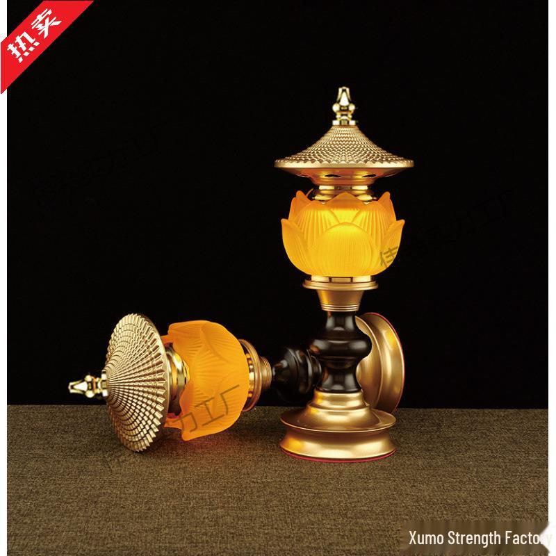 Lotus Buddha Lamp, Ever-burning Lamp, Seven-colored Offering Lamp, Glazed Lamp, Buddha Altar, Year of the Horse Buddha Lamp