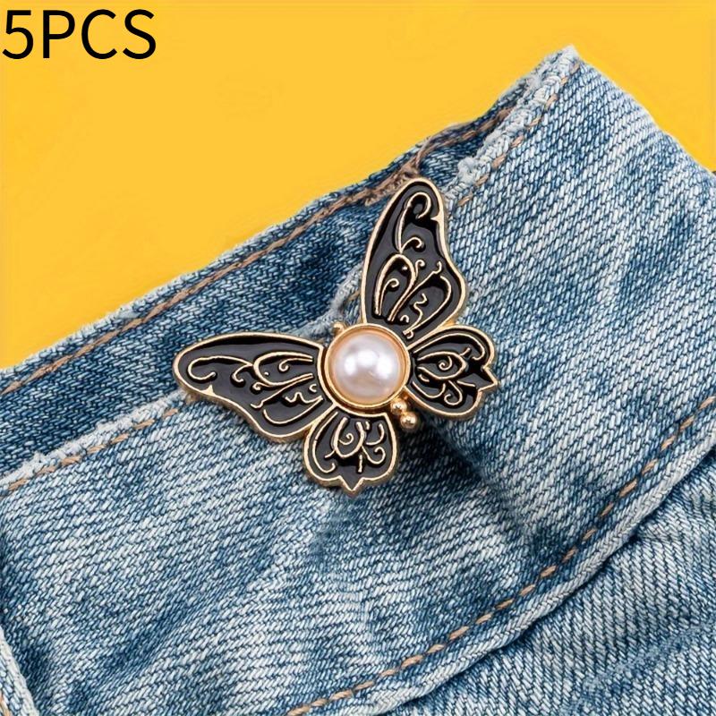 

5 шт. Богемная пряжка для ремня с бабочкой - Съемная с деталью-заклепкой, регулируемый размер для джинсов, манжет и одежды 5PCS чёрный