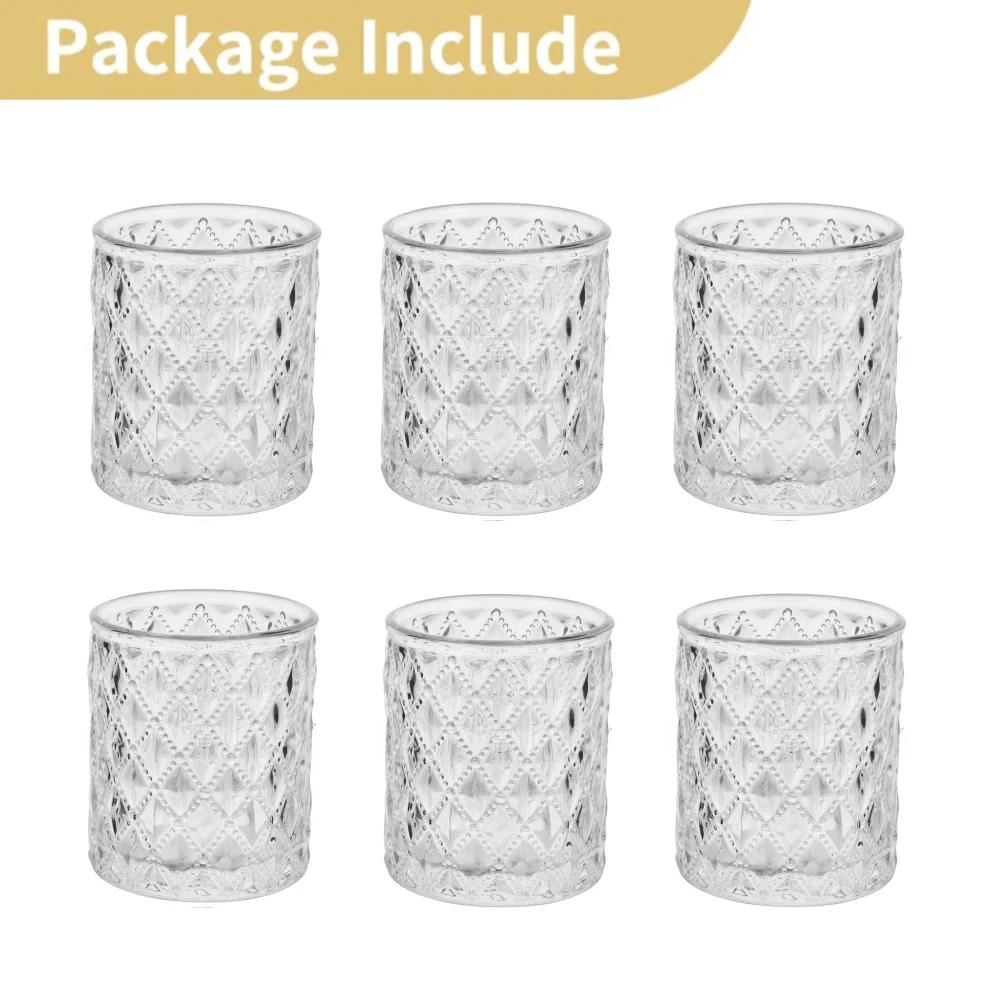 6/12Pcs Votive Glass Candle Holders Round Tea Light Candlestick Flameless LED Tea Light Holder for Wedding Home Table Decor